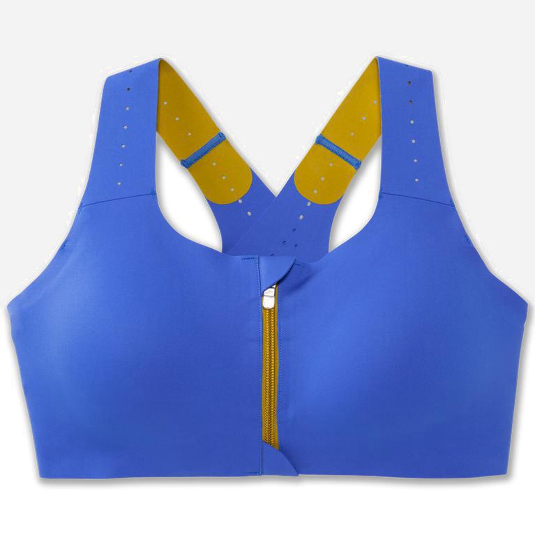 Brooks Dare Zip 2.0 NZ - Women's Sports Running Bra - Bluetiful/Golden Hour (47368-RDYQ)